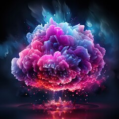 Obraz premium single cloud raining vibrant purple pink and neon UHD Wallpaper