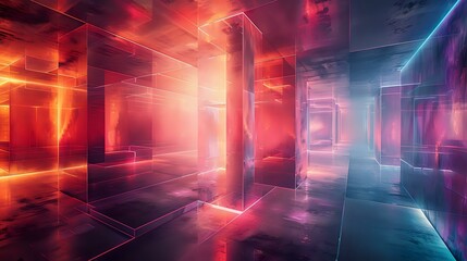 Futuristic Light Symphony: Abstract Forms and Electric Hues