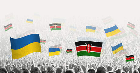 People waving flag of Kenya and Ukraine, symbolizing Kenya solidarity for Ukraine.