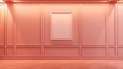 Luxury and elegant gallery wall with one blank frame on a soft peach wall