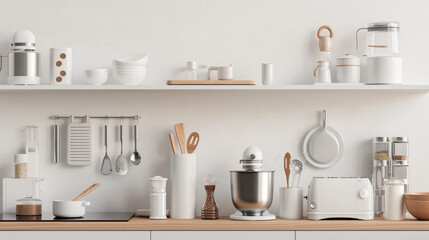 Streamlined Efficiency: Minimalist Kitchen Essentials in Clean, Organized Space