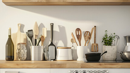 Streamlined Efficiency: Minimalist Kitchen Essentials in Clean, Organized Space