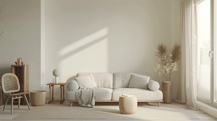 Scandinavian Serenity: Minimalist Living Room with Neutral Palette and Nordic Furniture