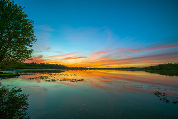 sunset over lake