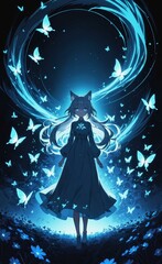 magical blue girl in the night
