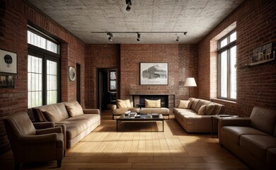 Fototapeta premium Exposed Brick Loft with Vintage Accents
