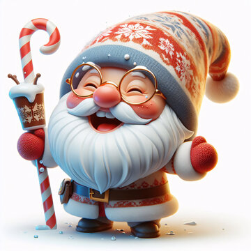 recommend clip art: cute christmas gnome with beard hat and humor - fun cartoon clip art for christmas gift