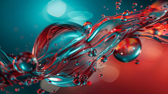 Abstract water droplet exploding in waves