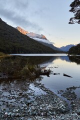 Scenic mountain lakeside landscape in New Zealand