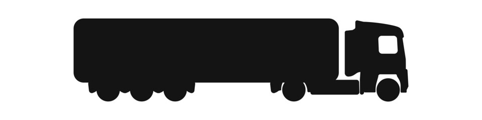 Black truck vector icon. Cargo transportation logo. Delivery by car vector. Transport for delivery icon. Fast delivery car. Black car, truck vector. Vector illustration.