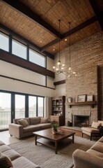 Naklejka premium Exposed Brick Loft with Vintage Accents