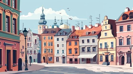 Colorful Historic Buildings in Warsaw's Old Town Square