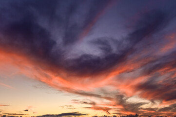 dramatic sky at sunset in winter in Cyprus