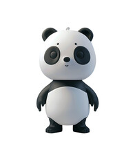 Naklejka premium Cute and Happy Panda Bear in 3D Render: A Chibi Animal Cartoon Character Illustration, Isolated on Transparent Background, PNG
