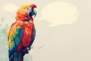 Bright, talkative parrot on a perch