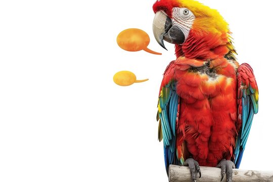Bright, talkative parrot on a perch