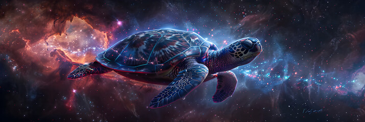 Step-by-Step Digital Art Tutorial: Crafting a Majestic Cosmic Sea Turtle and Starlit Galaxy