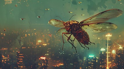 Naklejka premium cicada infestation of a city