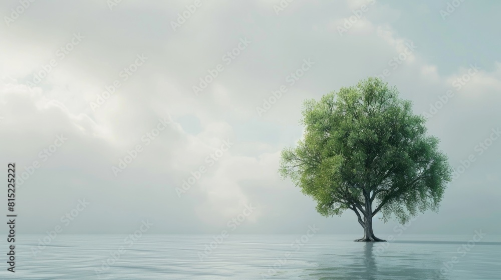 Aufkleber on world environment day a lone tree stands against a blank backdrop ready to be showered with graph