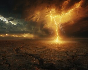Lightning illuminating a stark desert landscape, highlighting the unique beauty of lightning in an arid environment