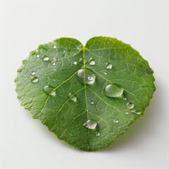 Glistening raindrop resting on the surface of a vibrant green leaf