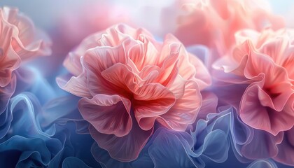 Abstract swirls of pastel hues, resembling blurred flowers in a spring breeze, gentle focus, closeup