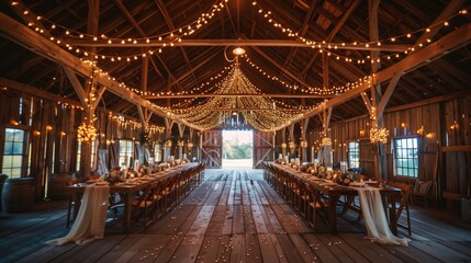 Fototapeta premium Rustic barn wedding with charming decor