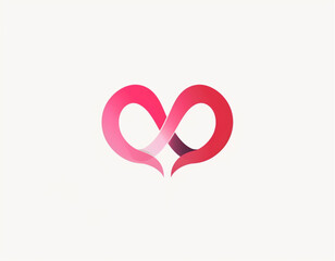 logo design, simple vector logo of love and infinity, pink and red colors on a white background, no text in the graphic, flat