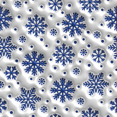 Christmas snowflake 3D inflated bubble pattern. Puffy seamless tileable pattern. Endless texture for wallpaper, packaging, wrapping paper and etc.