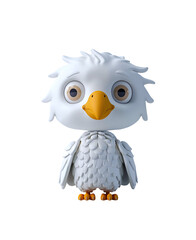 Obraz premium White Eagle: A Chibi Animal Illustration in Cute 3D Rendered Cartoon Style, Isolated on Transparent Background, PNG