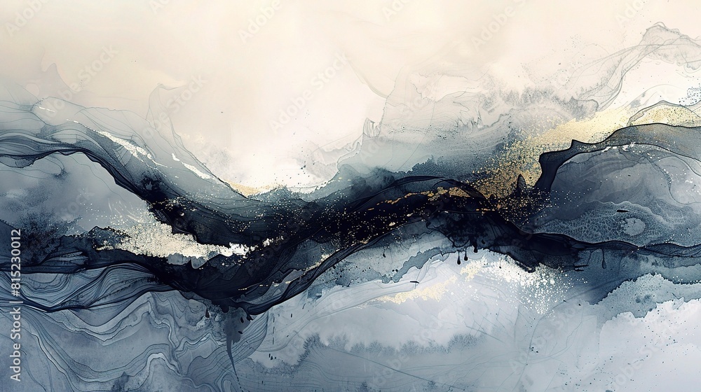 Poster textured scene with red and black ink splashes resembling frosty patterns on a window, set against a
