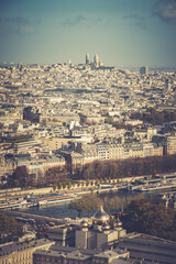 The Famous Sacre Coeur Basilica Overhanging Paris from the Mound Montmartre