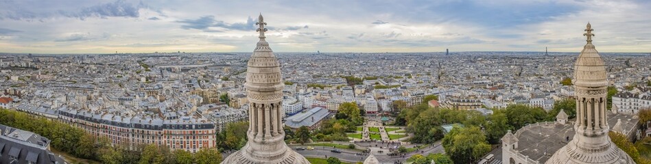 The Famous Sacre Coeur Basilica Overhanging Paris from the Mound Montmartre