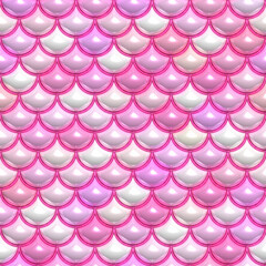 Pink 3D inflated Mermaid Scales pattern. Seamless Tileable Pattern. Endless texture for wallpaper, packaging, wrapping paper and etc.