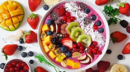 Healthy organic smoothie Bowl of fruits