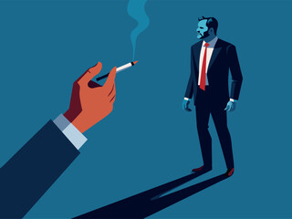 Hand offers cigarettes to businessman refuses vector illustration. Business man refuse cigarettes. Stop smoking concept stock illustration