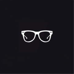 logo, minimalistic design of glasses, simple shapes, white on black background, no shadow under the logo, vector art