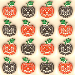 Halloween Pumpkin 3D inflated bubble pattern. Puffy seamless tileable pattern. Endless texture for wallpaper, packaging, wrapping paper and etc.