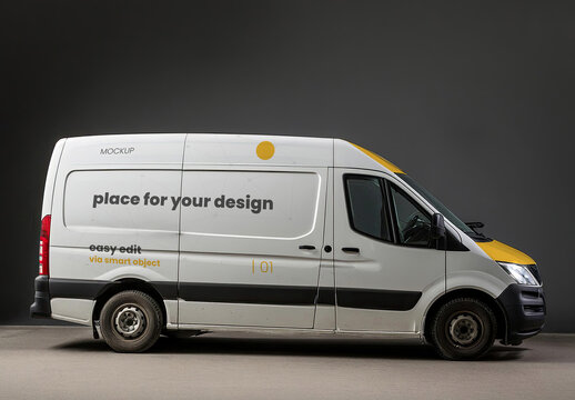 Multipurpose Van Mockup dark background Generative Ai
