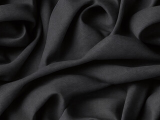 Black satin fabric seamless background, textile fabric. Generative ai