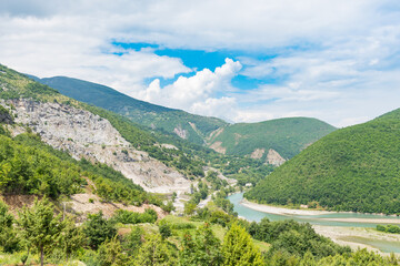 The Valbona river flows into lake Kamoni in Albania