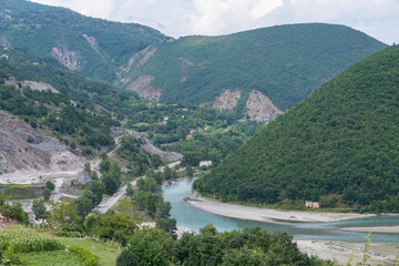 The Valbona river flows into lake Kamoni in Albania