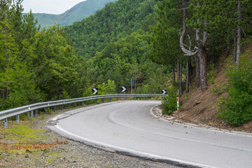 Winding mountain road in north Albania