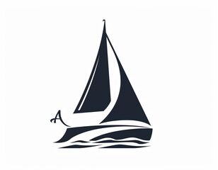 Sailboat logo design uses simple lines in the vector graphics  of minimalism and flat  monochrome artwork with a white background