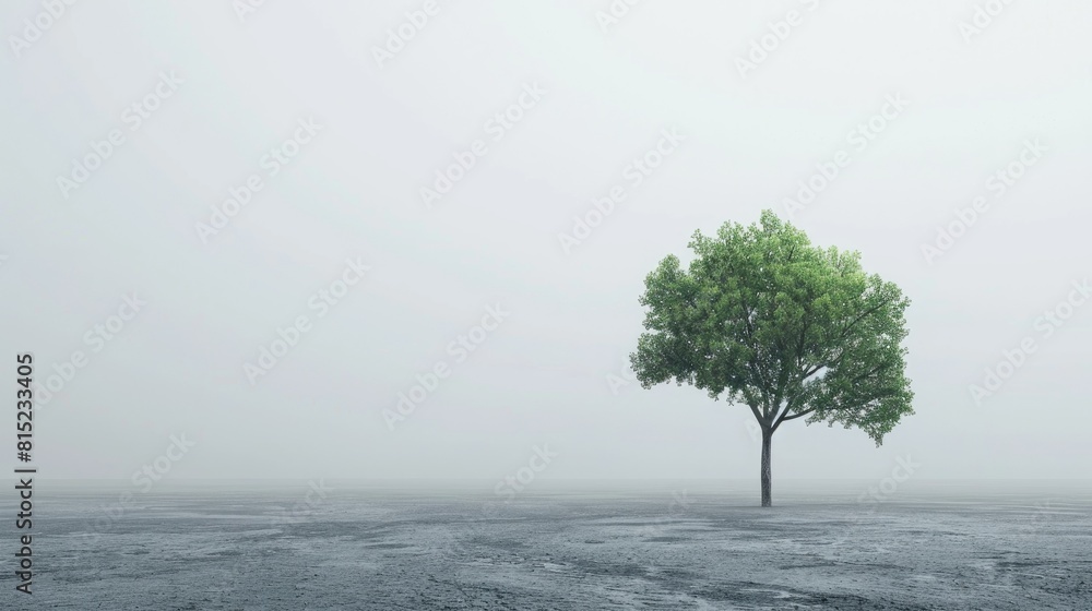 Poster for world environment day a single tree stands out against a blank backdrop serving as a captivating