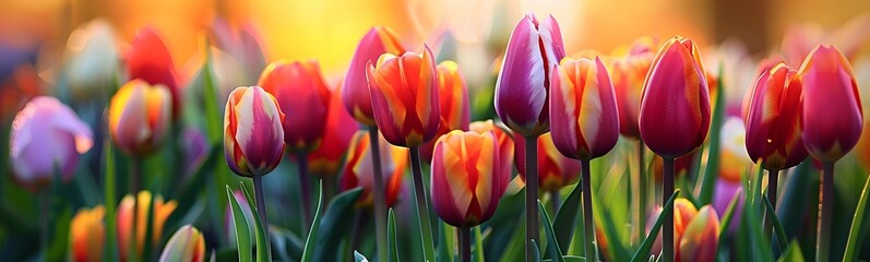 Fototapeta premium tulip flowers panoramic background