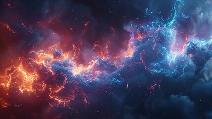 Naklejka premium Eerie flames flicker across the inky blackness of space