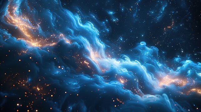A digital image with a space theme for a background