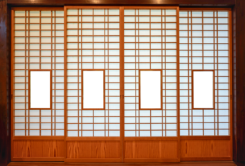 和室の中窓付障子戸（風景合成用）