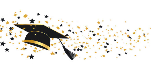 golden graduation cap with starry embellishments for celebration